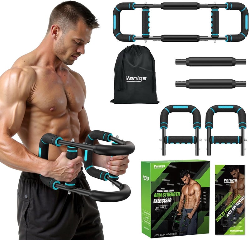 Vanlgs Twister Arm Trainer for Men, Chest Workout Equipment 5-Level Adjustable (40-130lb) with Ergonomic 27° Targets Biceps/Clip/Thigh, Portable Exerciser for Home Gym Travel Fitness - Image 1